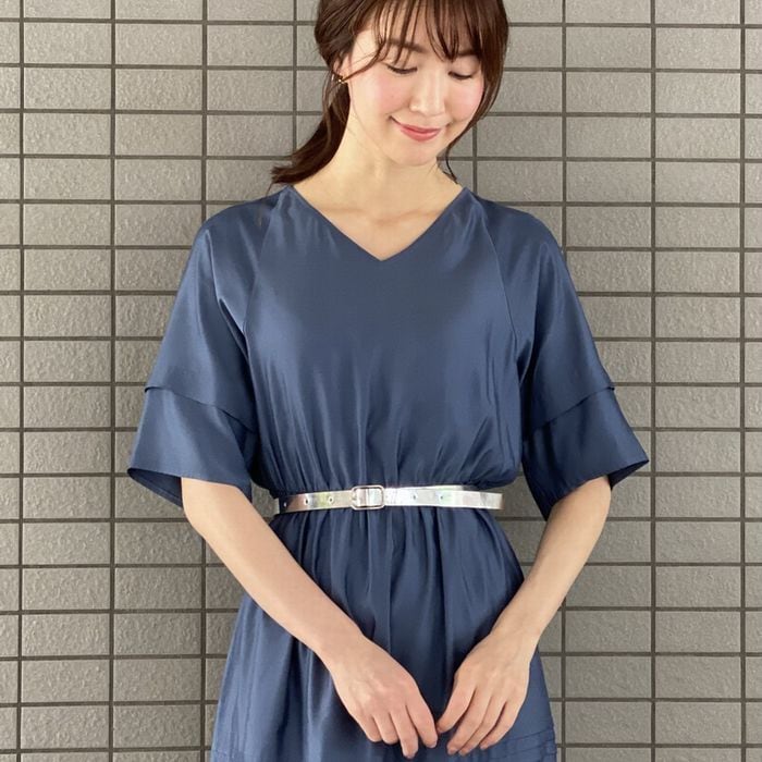 メタリックシルバーレザーベルト（日本製）